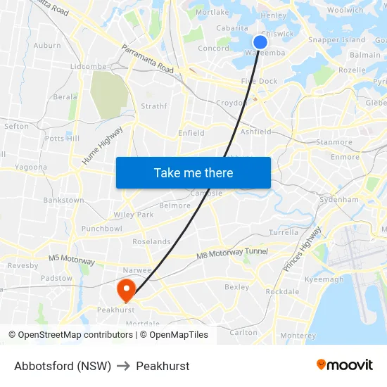 Abbotsford (NSW) to Peakhurst map
