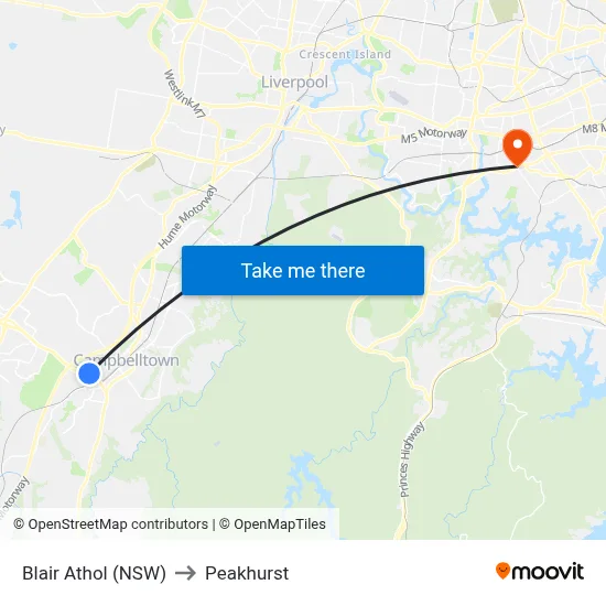 Blair Athol (NSW) to Peakhurst map