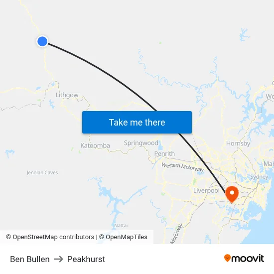 Ben Bullen to Peakhurst map