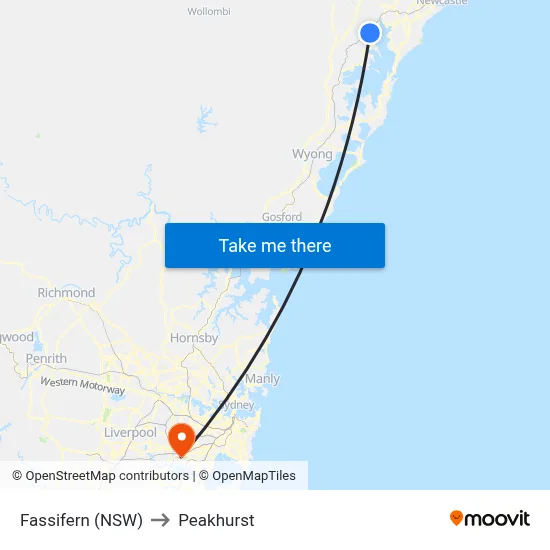 Fassifern (NSW) to Peakhurst map