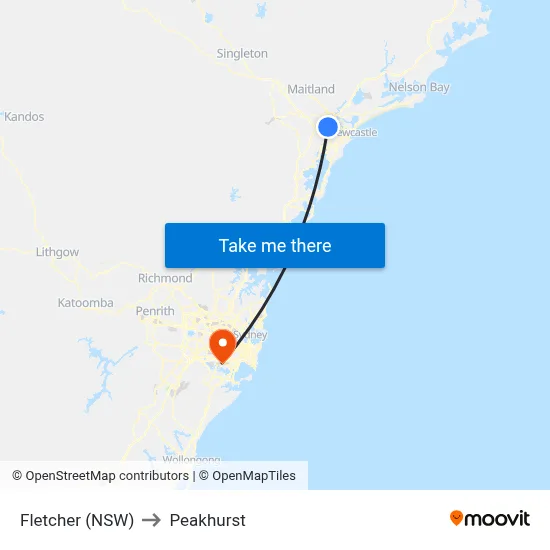 Fletcher (NSW) to Peakhurst map