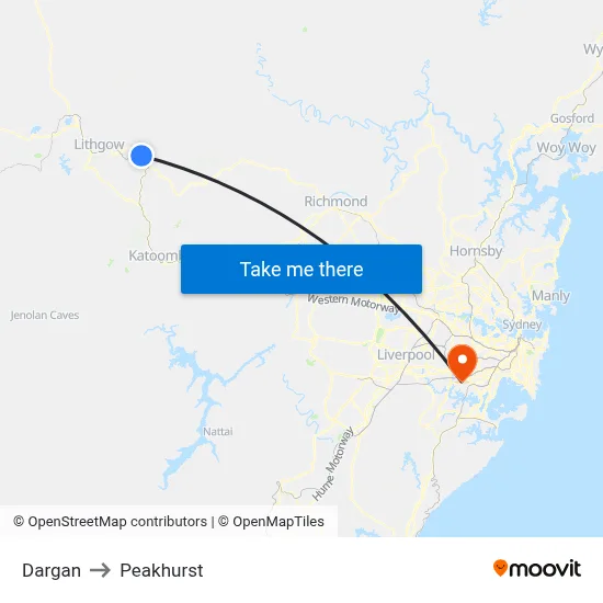 Dargan to Peakhurst map