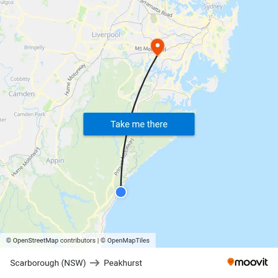 Scarborough (NSW) to Peakhurst map