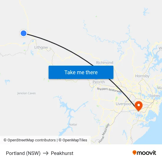 Portland (NSW) to Peakhurst map
