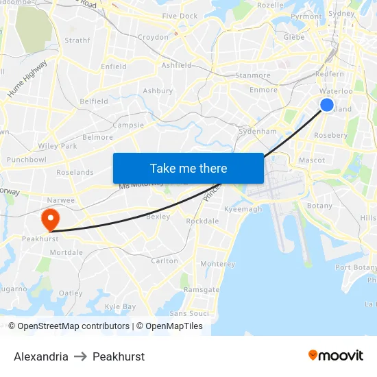 Alexandria to Peakhurst map