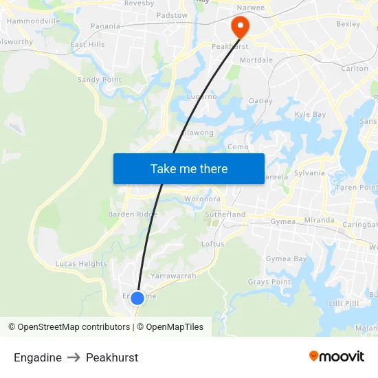 Engadine to Peakhurst map
