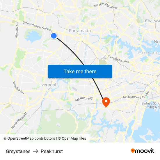 Greystanes to Peakhurst map