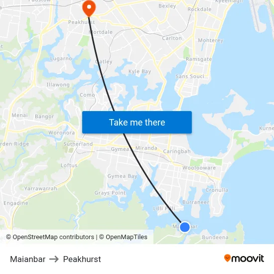 Maianbar to Peakhurst map