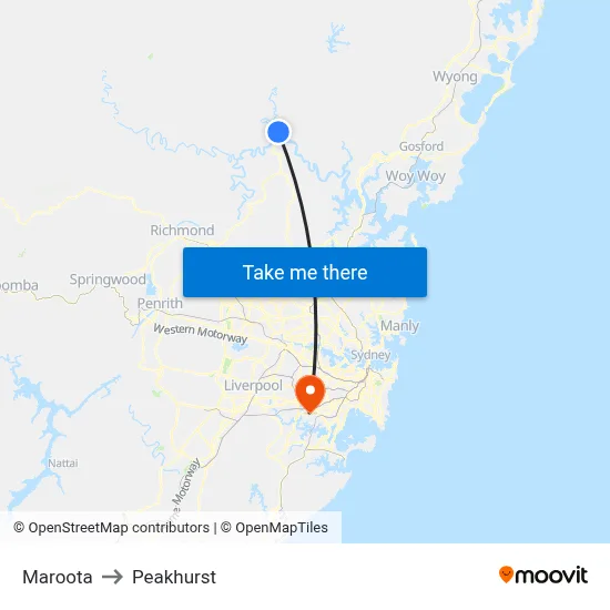 Maroota to Peakhurst map