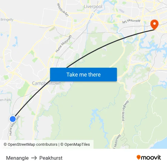 Menangle to Peakhurst map