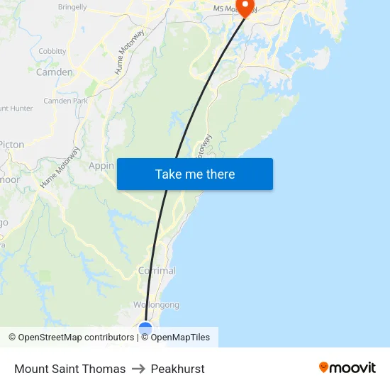 Mount Saint Thomas to Peakhurst map