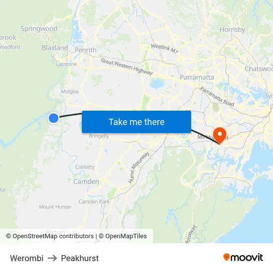 Werombi to Peakhurst map