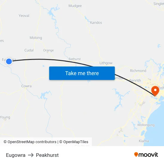 Eugowra to Peakhurst map