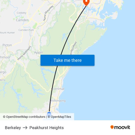 Berkeley to Peakhurst Heights map