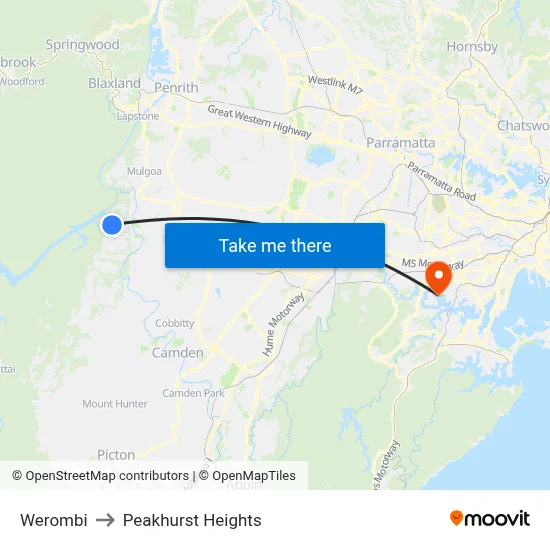 Werombi to Peakhurst Heights map