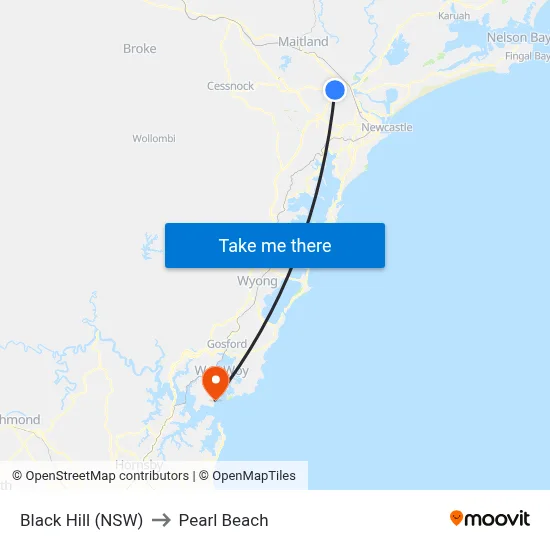 Black Hill (NSW) to Pearl Beach map
