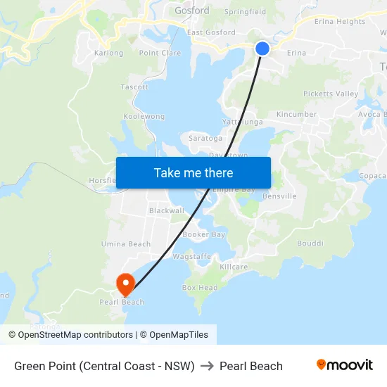 Green Point (Central Coast - NSW) to Pearl Beach map