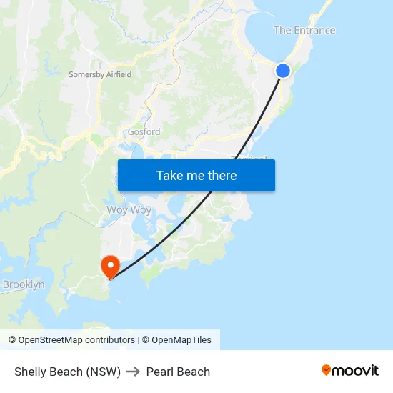 Shelly Beach (NSW) to Pearl Beach map