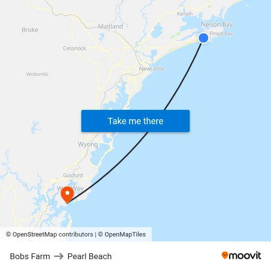Bobs Farm to Pearl Beach map