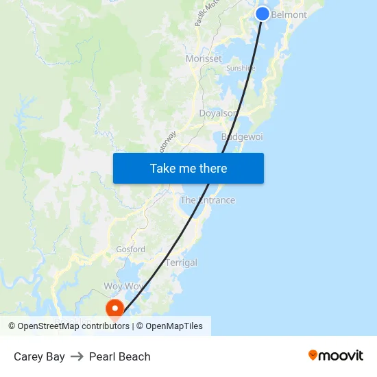 Carey Bay to Pearl Beach map