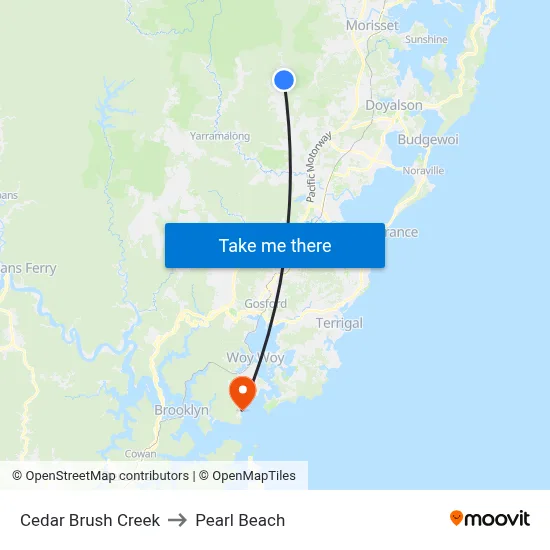 Cedar Brush Creek to Pearl Beach map