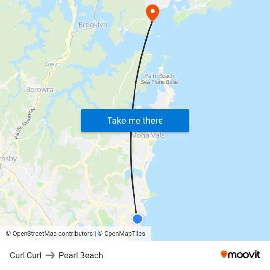 Curl Curl to Pearl Beach map