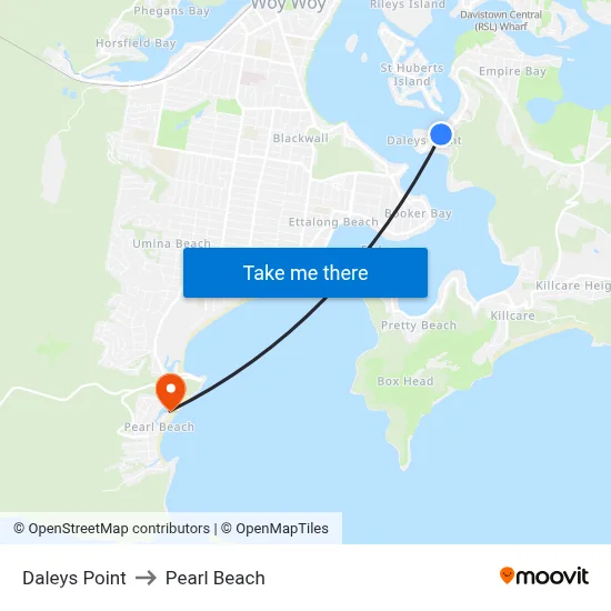 Daleys Point to Pearl Beach map