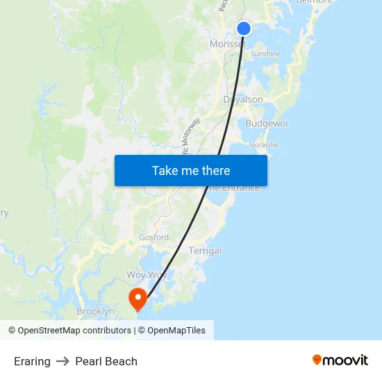Eraring to Pearl Beach map