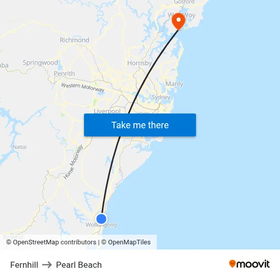 Fernhill to Pearl Beach map