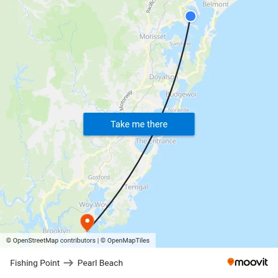 Fishing Point to Pearl Beach map