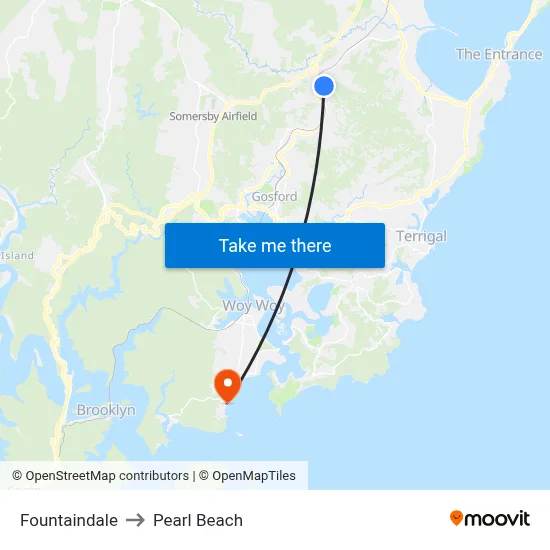 Fountaindale to Pearl Beach map