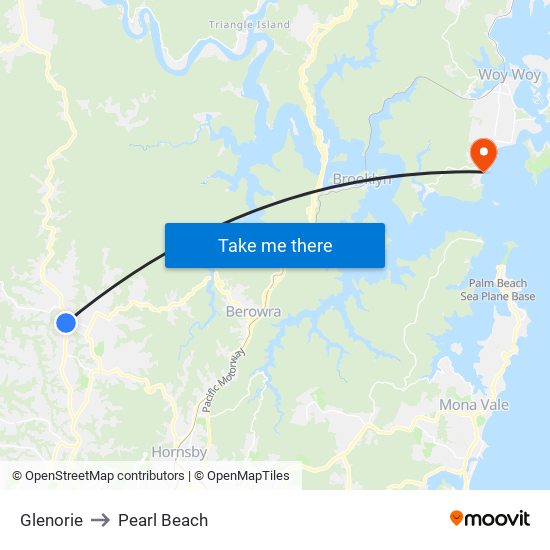 Glenorie to Pearl Beach map