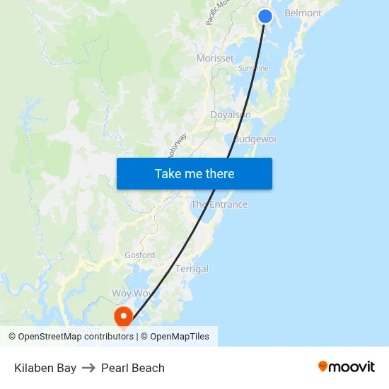 Kilaben Bay to Pearl Beach map