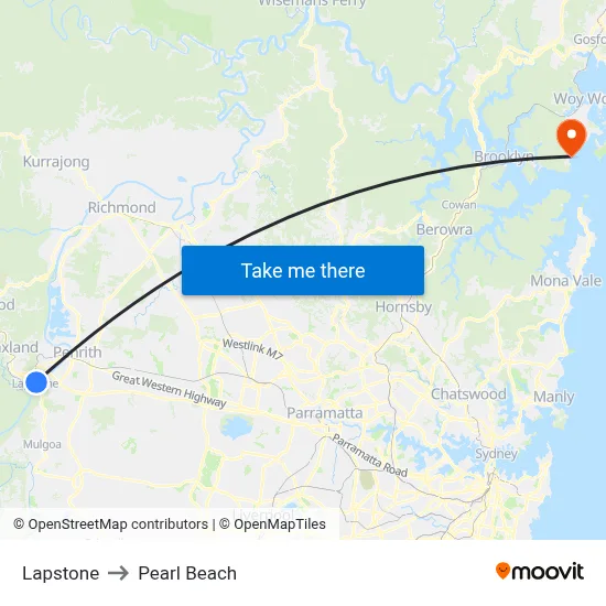 Lapstone to Pearl Beach map
