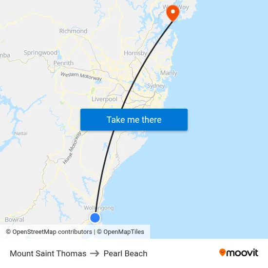 Mount Saint Thomas to Pearl Beach map