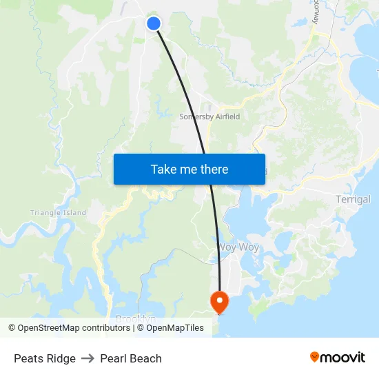 Peats Ridge to Pearl Beach map