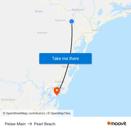 Pelaw Main to Pearl Beach map
