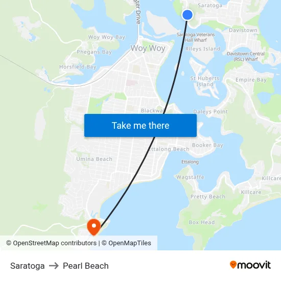 Saratoga to Pearl Beach map