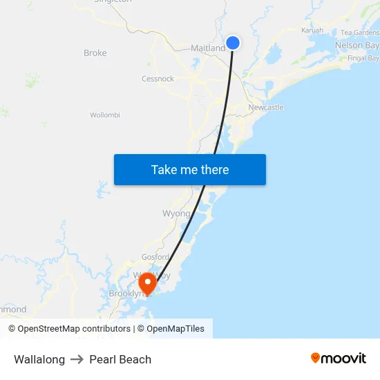 Wallalong to Pearl Beach map