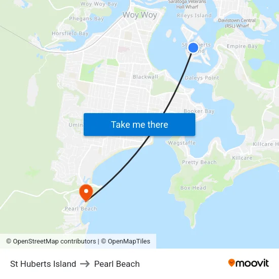 St Huberts Island to Pearl Beach map