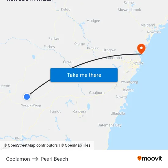 Coolamon to Pearl Beach map