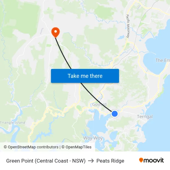 Green Point (Central Coast - NSW) to Peats Ridge map