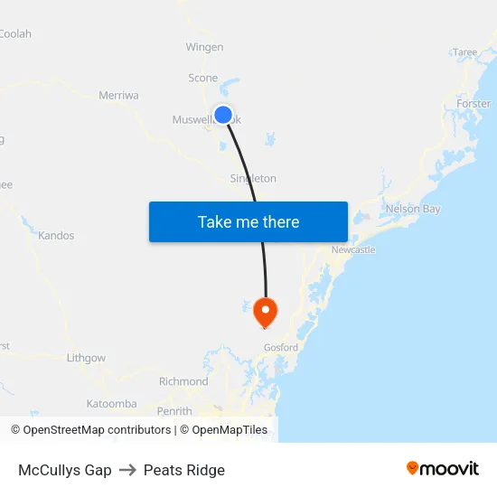 McCullys Gap to Peats Ridge map