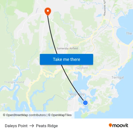 Daleys Point to Peats Ridge map