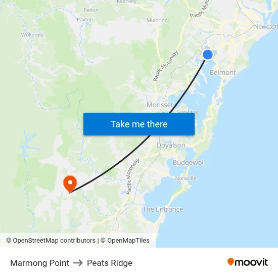 Marmong Point to Peats Ridge map