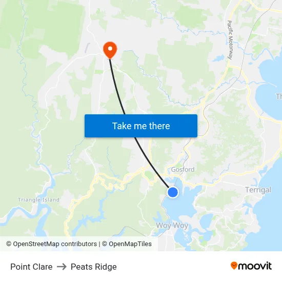 Point Clare to Peats Ridge map