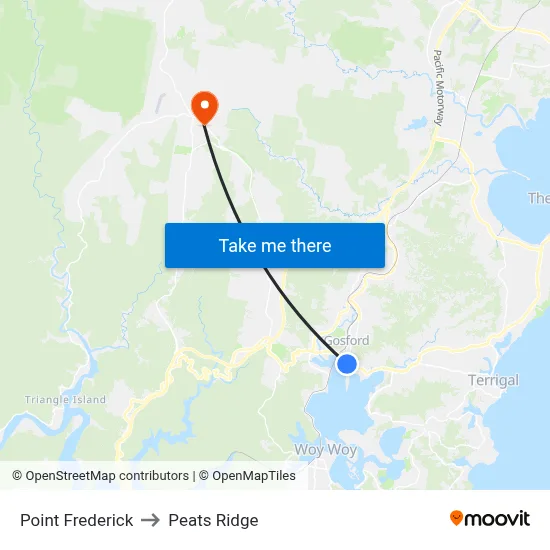 Point Frederick to Peats Ridge map