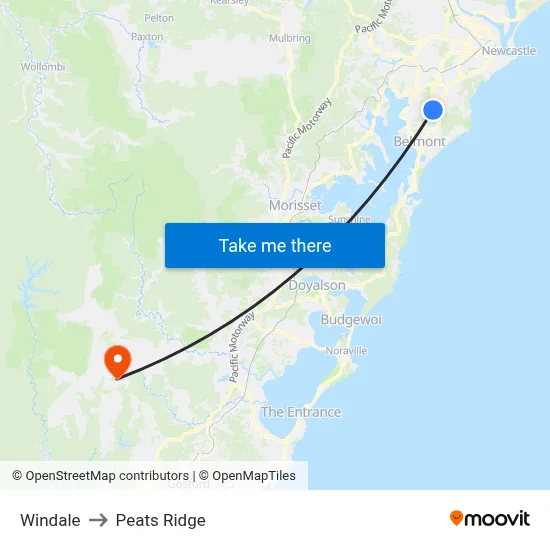 Windale to Peats Ridge map
