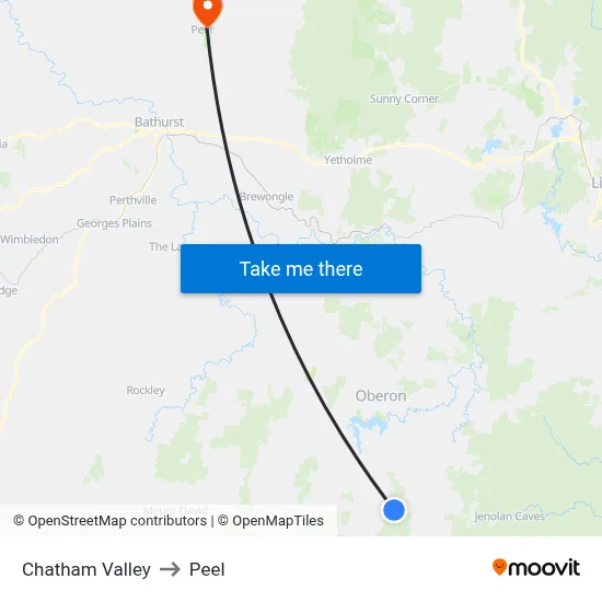 Chatham Valley to Peel map