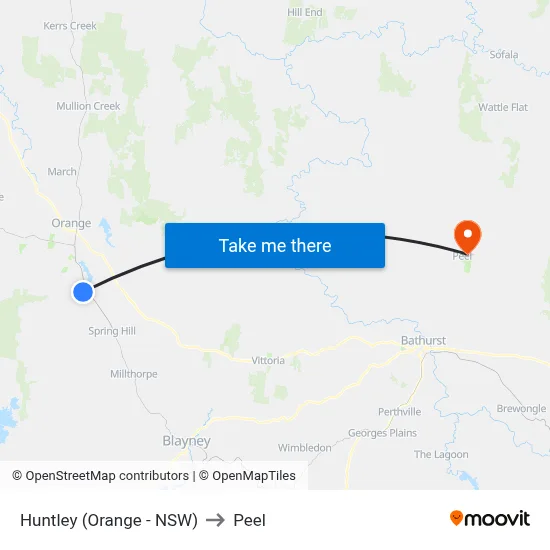 Huntley (Orange - NSW) to Peel map